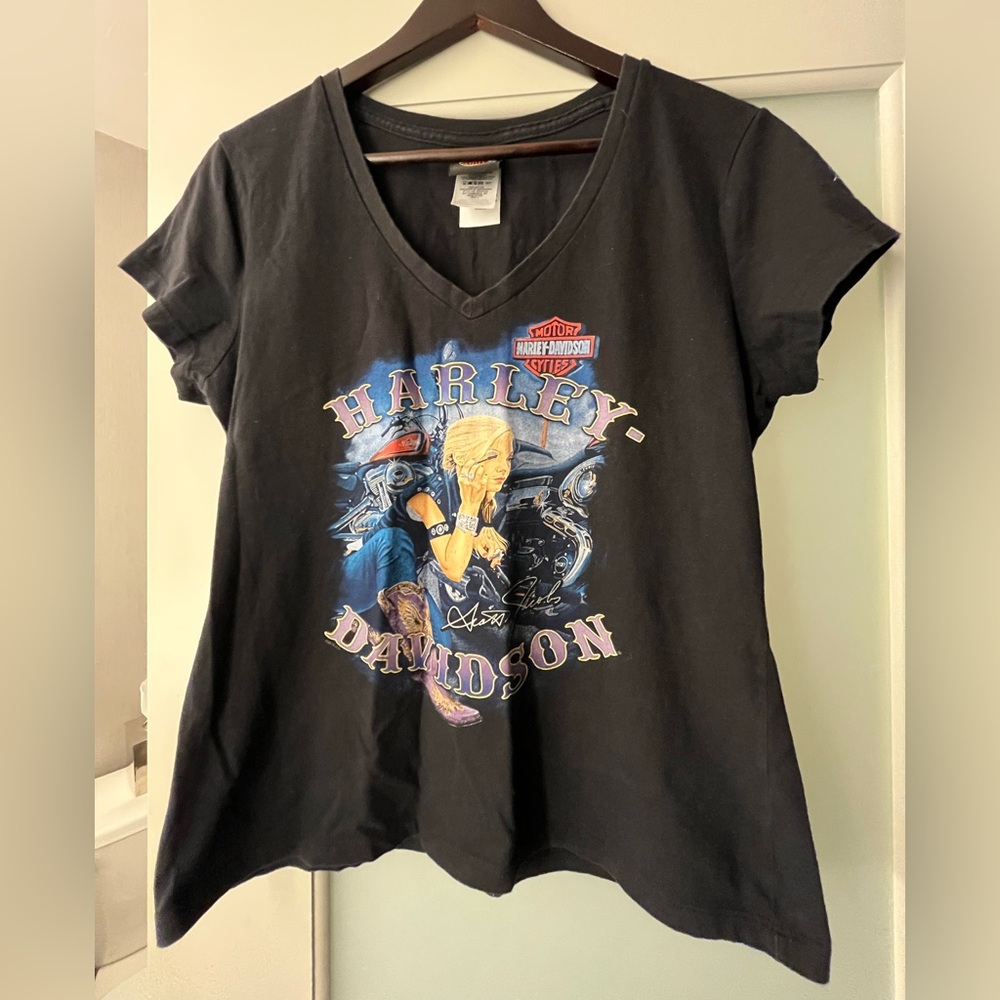 Harley-Davidson Black V-Neck Graphic Tee